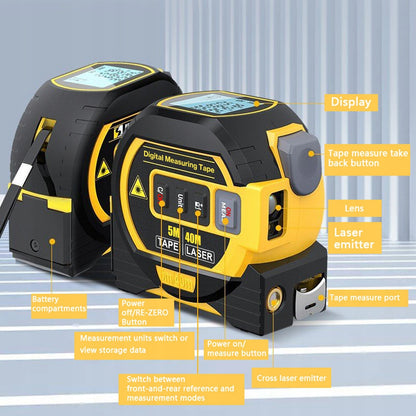Handcraft Haven™ Digital Laser Rangefinder Tape Measure 3 In 1